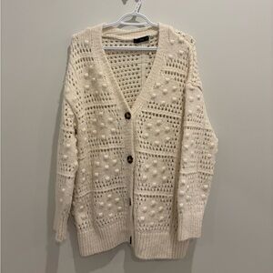 Women's White Knit Cardigan Sweater